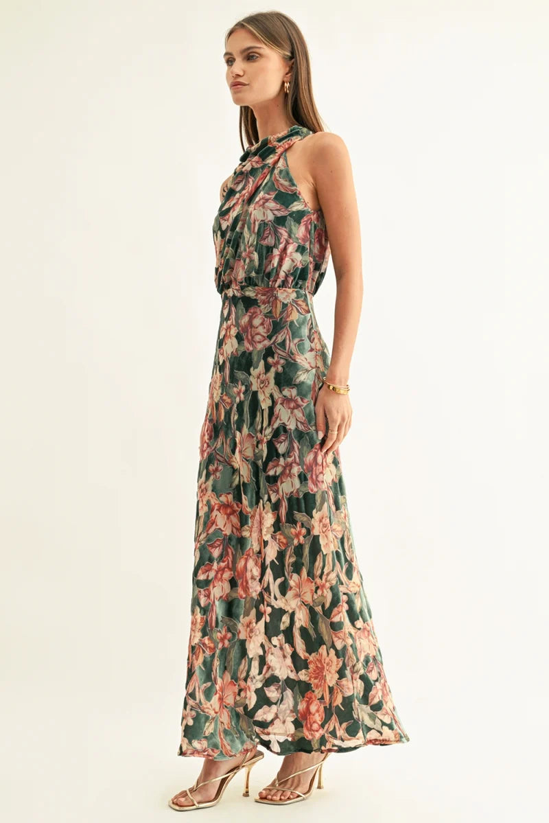 Veda Burnout Velvet Maxi Dress