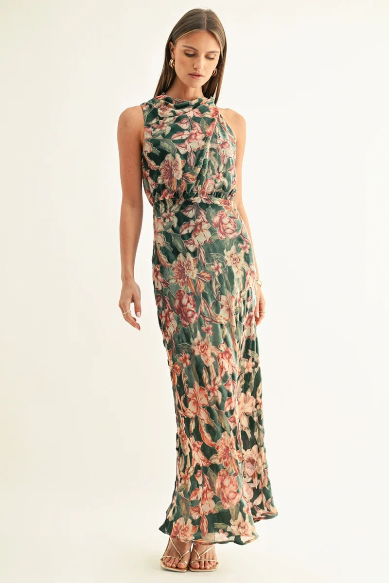 Veda Burnout Velvet Maxi Dress