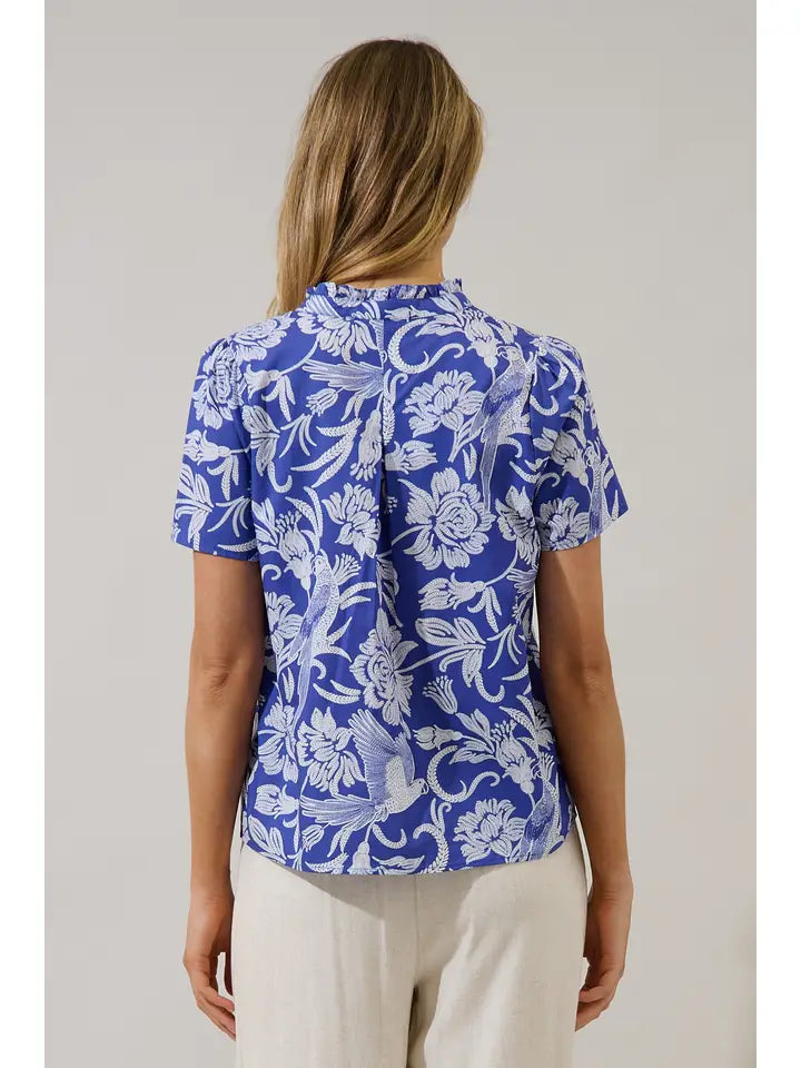 Viry Floral Split Neck Top