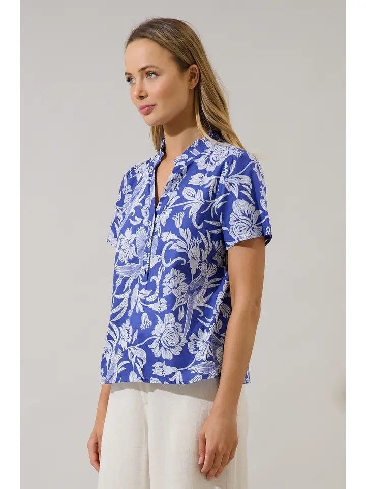 Viry Floral Split Neck Top