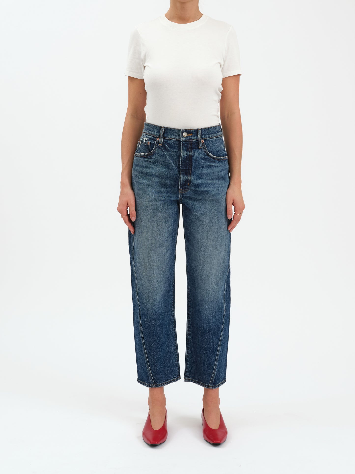 Westward High Rise Barrel Jeans in Authentic