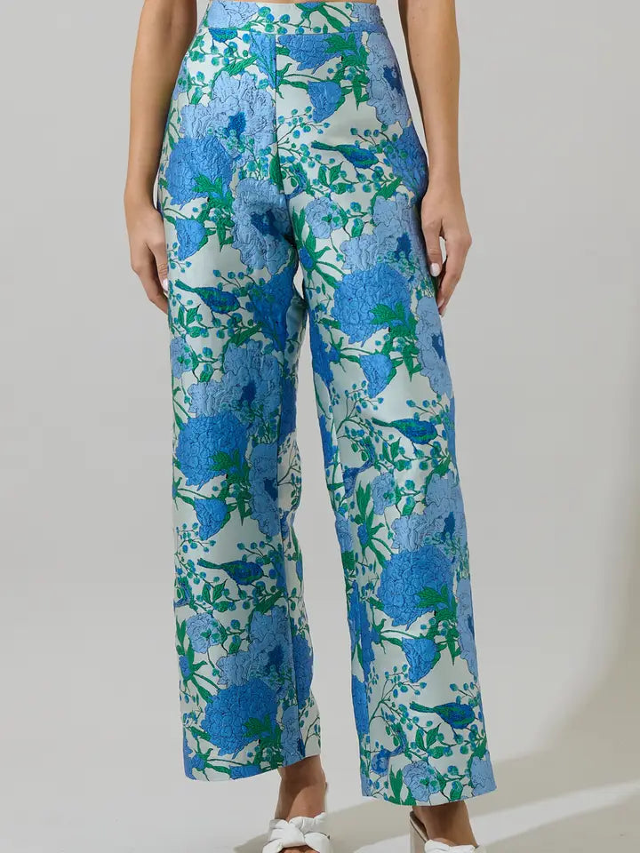 Willa Floral Jacquard Wide Leg Pants