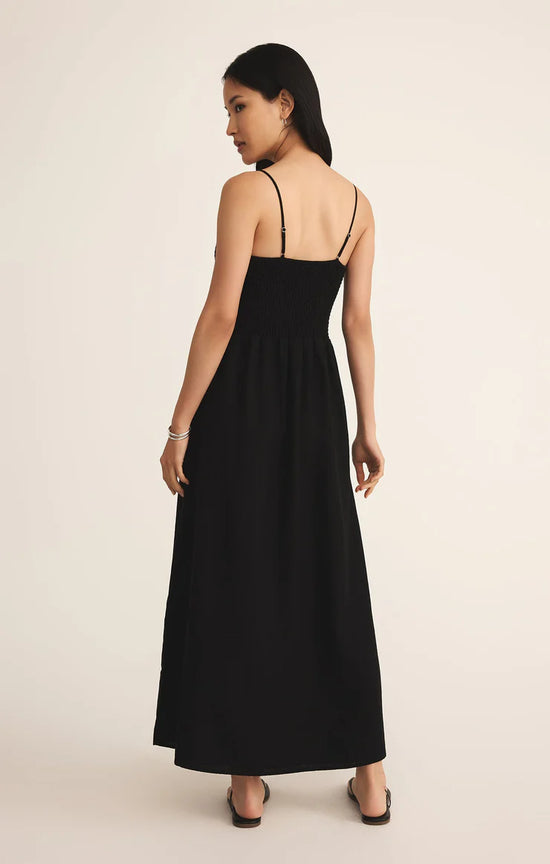 Bayside Linen Maxi Dress Black