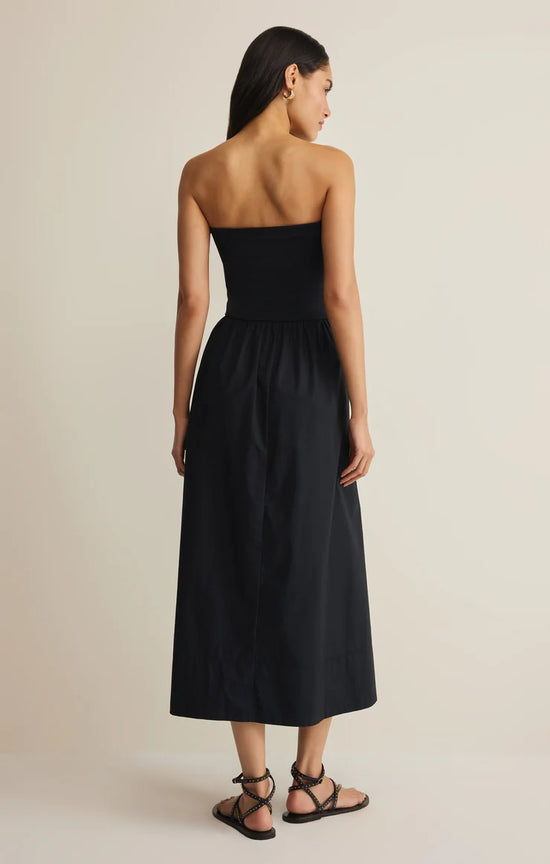 strapless black dress midi Sunsought Strapless Midi Dress Black / S