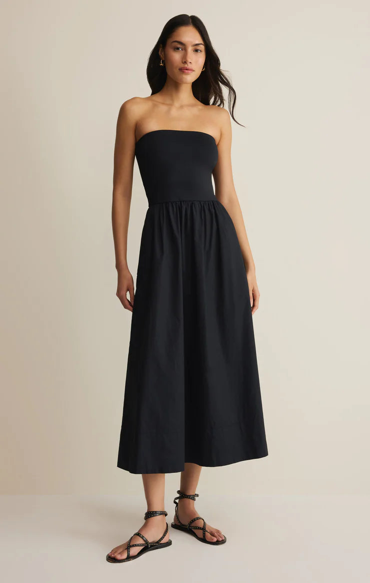 Sunsought Strapless Midi Dress Black