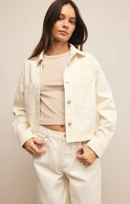 All Day Cropped Denim Jacket Off White