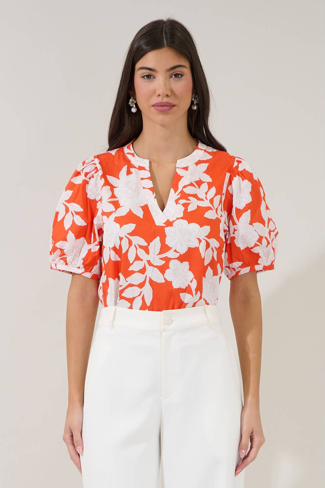 Amanda Tropic Split Neck Top