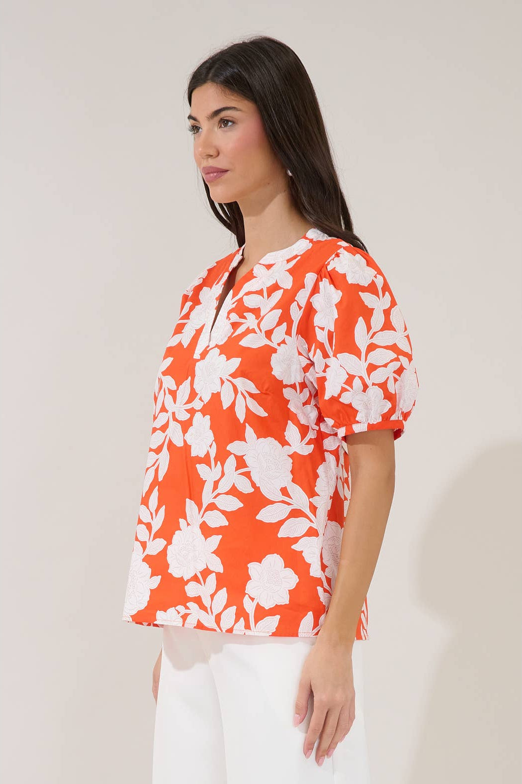 Amanda Tropic Split Neck Top