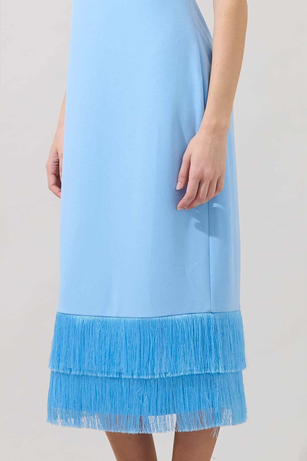 Amenia Sleeveless Fringe Midi Dress