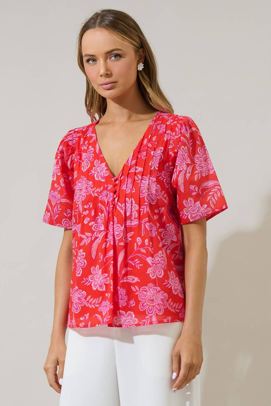 Aria Floral Jodie Pleated Top
