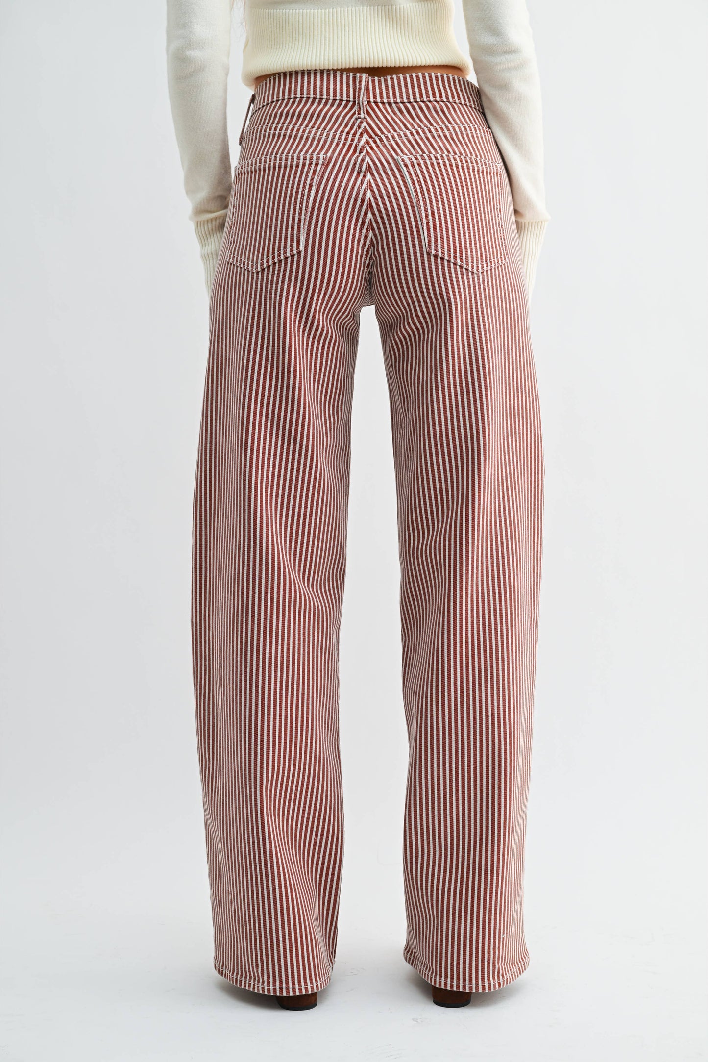 The Relaxed Wide Leg Jean in Spiced Brown Stripe
