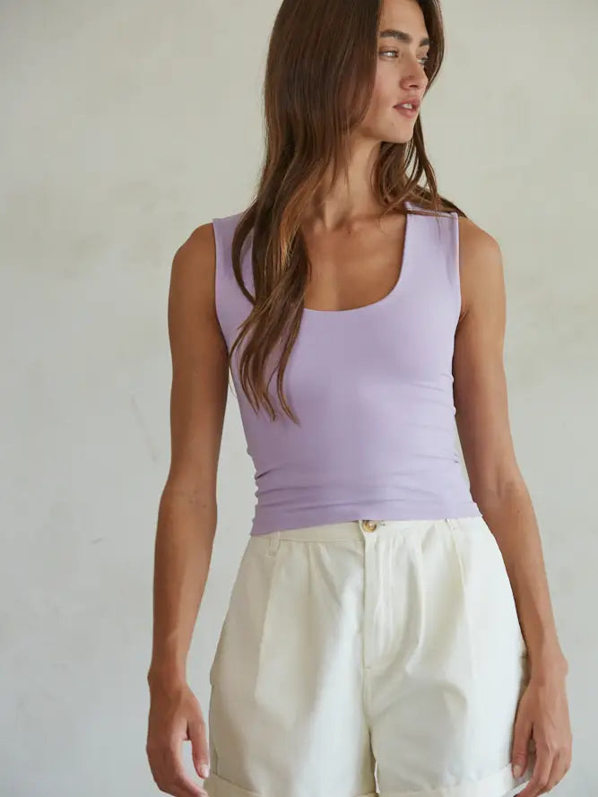 Double Layered Seamless Tank in Hyacinth