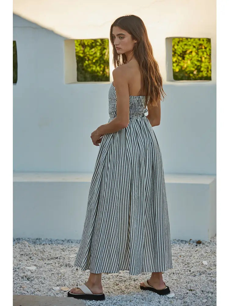 Amalfi Coast Strapless Striped Dress