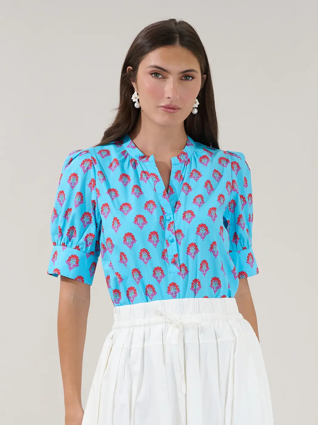 Rosio Button Front Floral Blouse