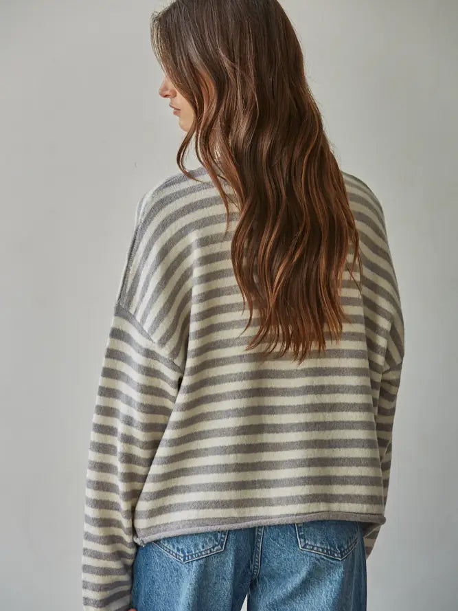 Ciela Striped Cardigan Heather Gray