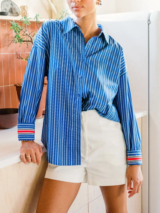 Hattie Poplin Oversized Stripe Shirt