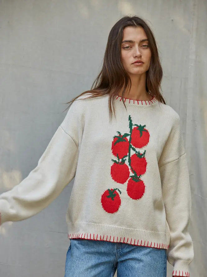 Viney Vibe Tomato Sweater