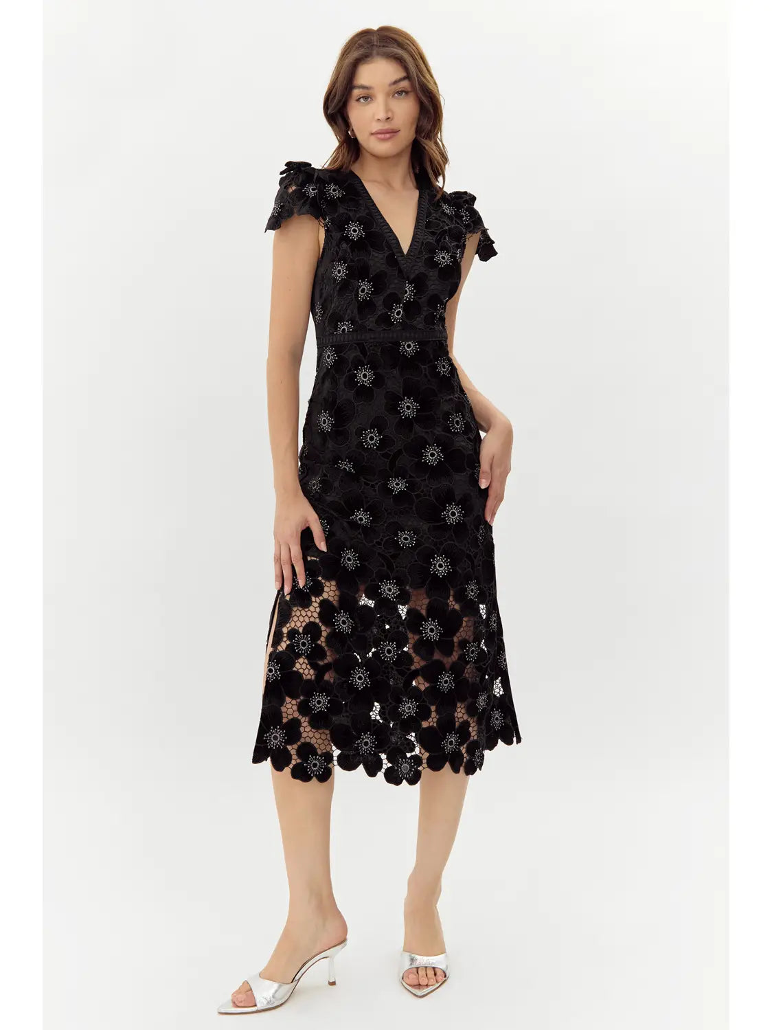 Mia Crochet Lace Midi Dress