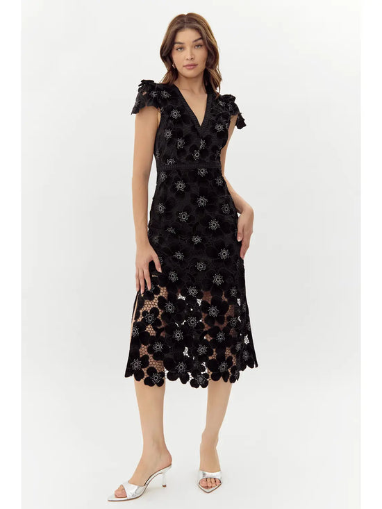 Mia Crochet Lace Midi Dress
