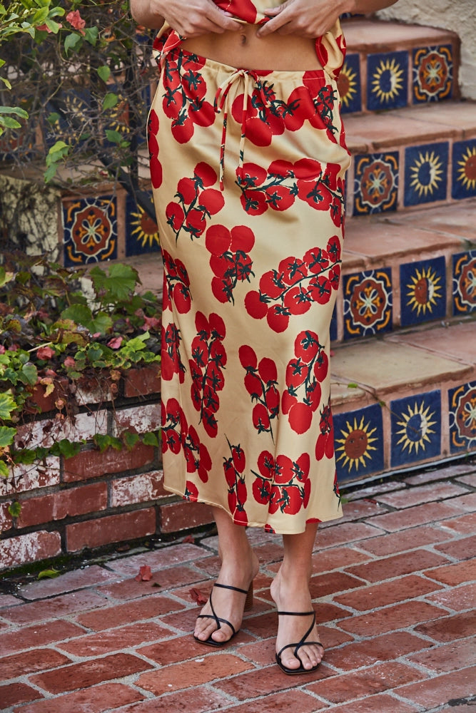 On the Vine Tomato Midi Skirt