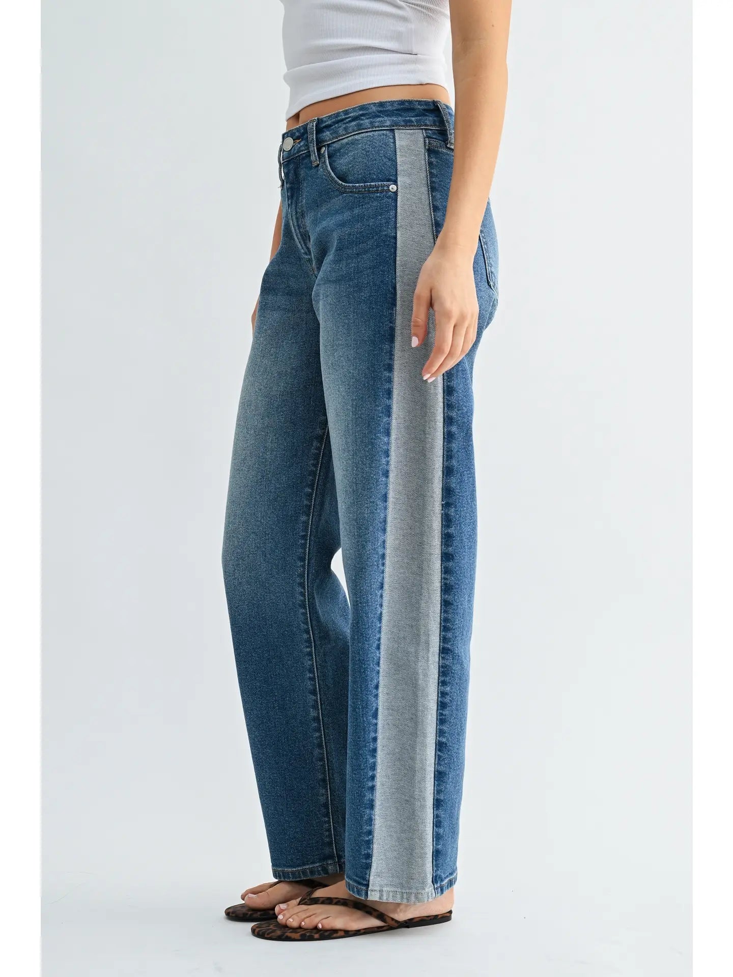 Two Tone Contrast Jeans