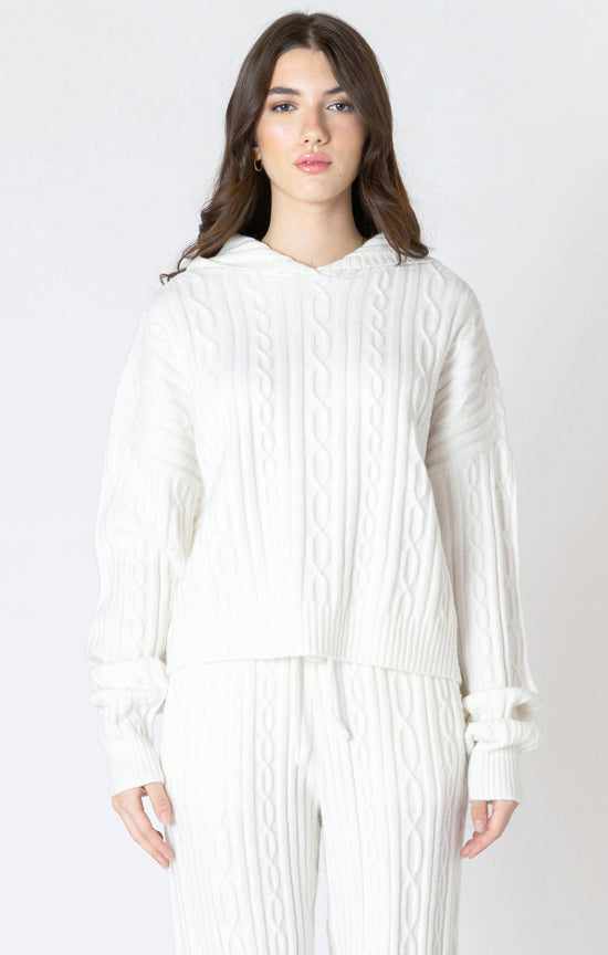 Hooded Cable Sweater Snow