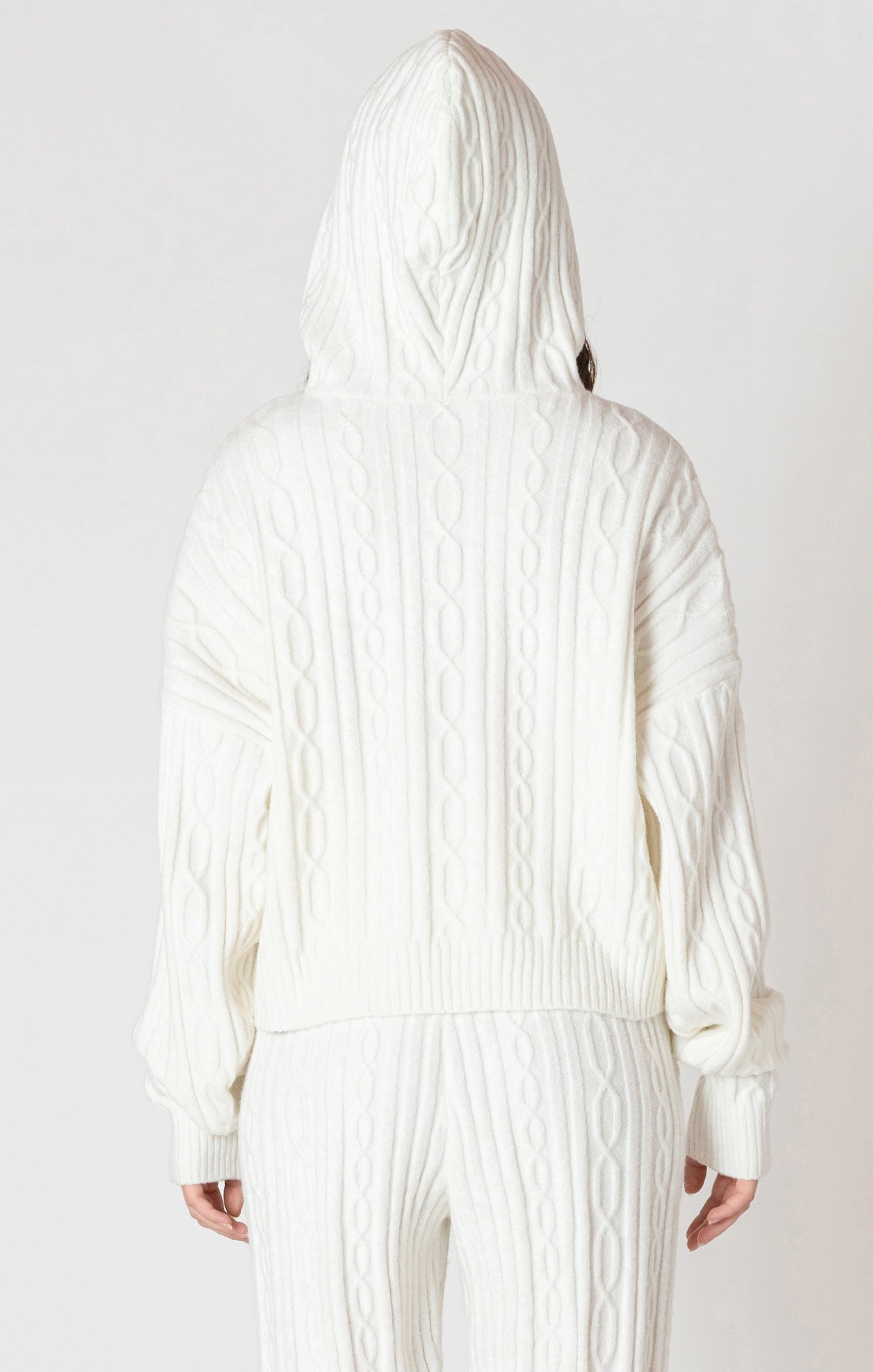 Hooded Cable Sweater Snow