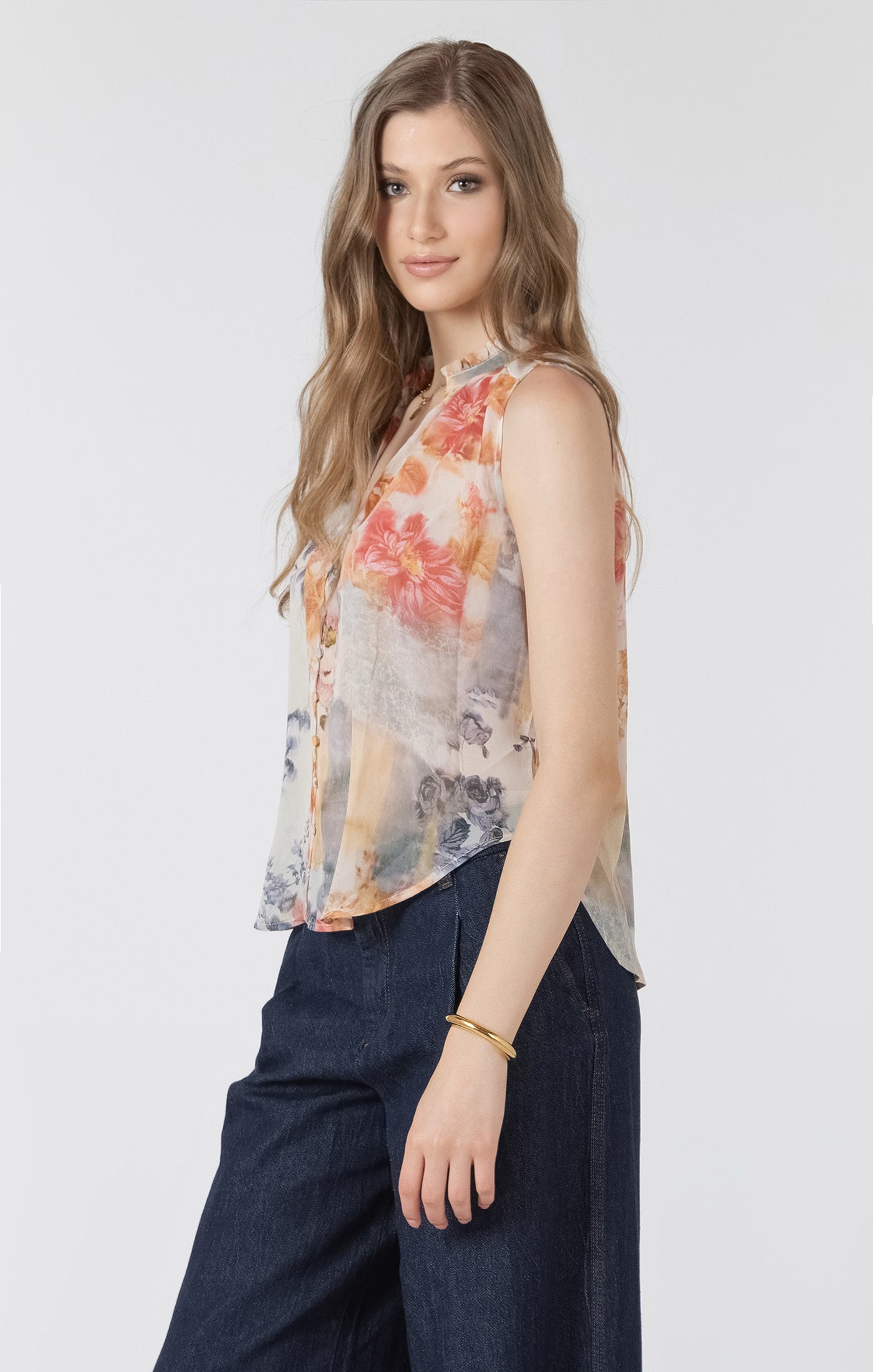 Spring Petals Sleeveless Blouse