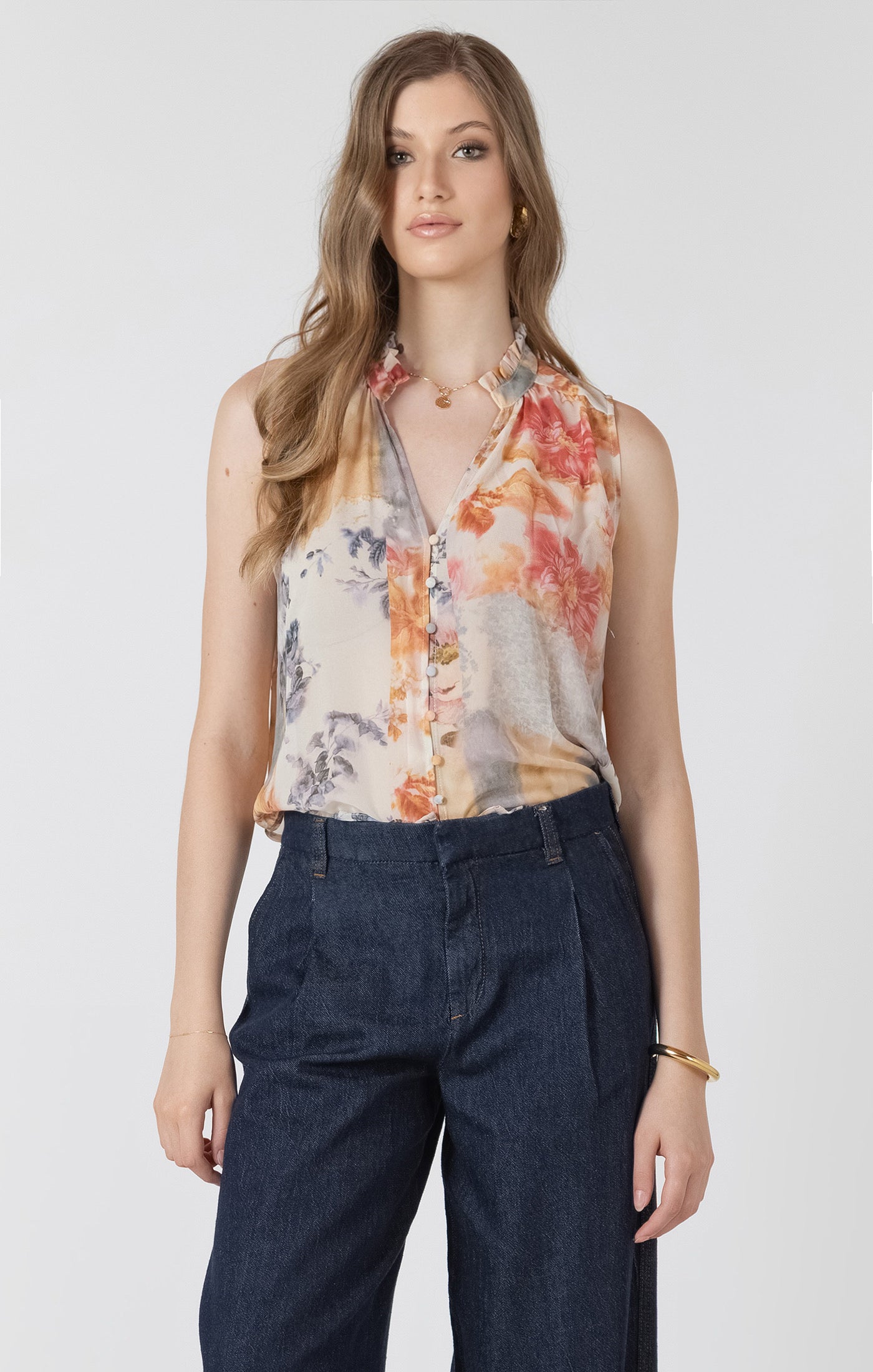Spring Petals Sleeveless Blouse