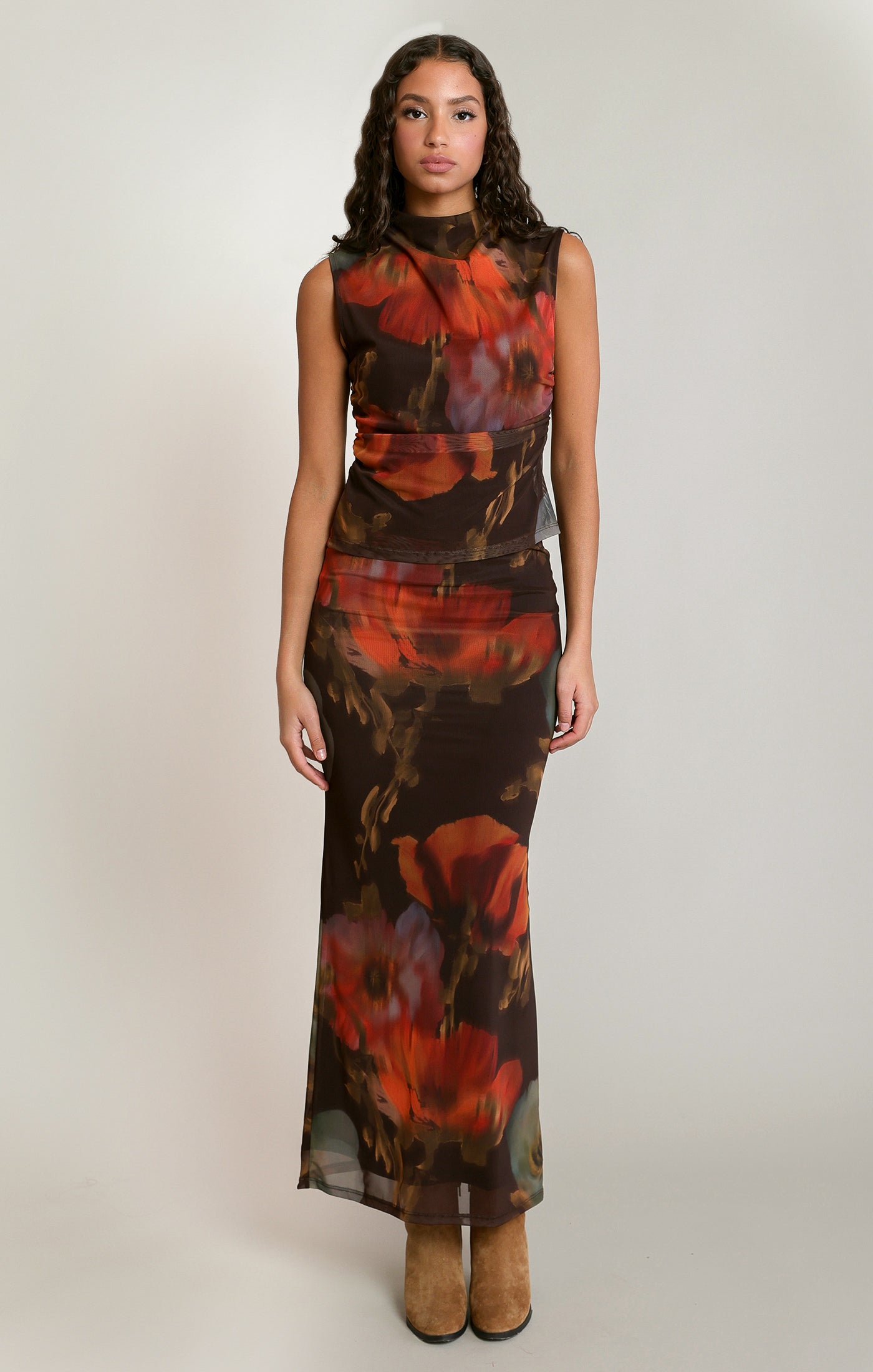 Falling Florals Mesh Skirt