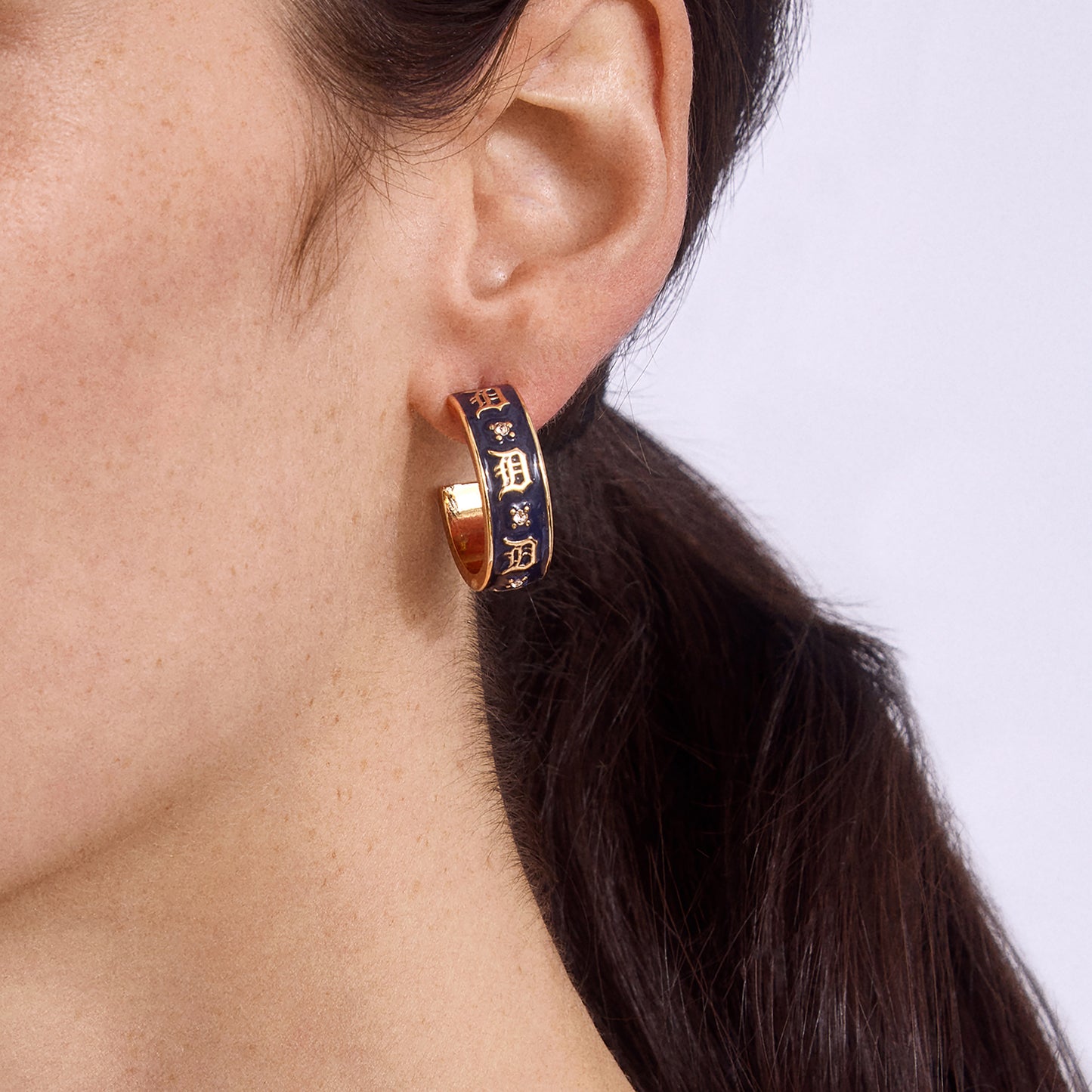 Detroit Tigers Enamel Hoop Earrings