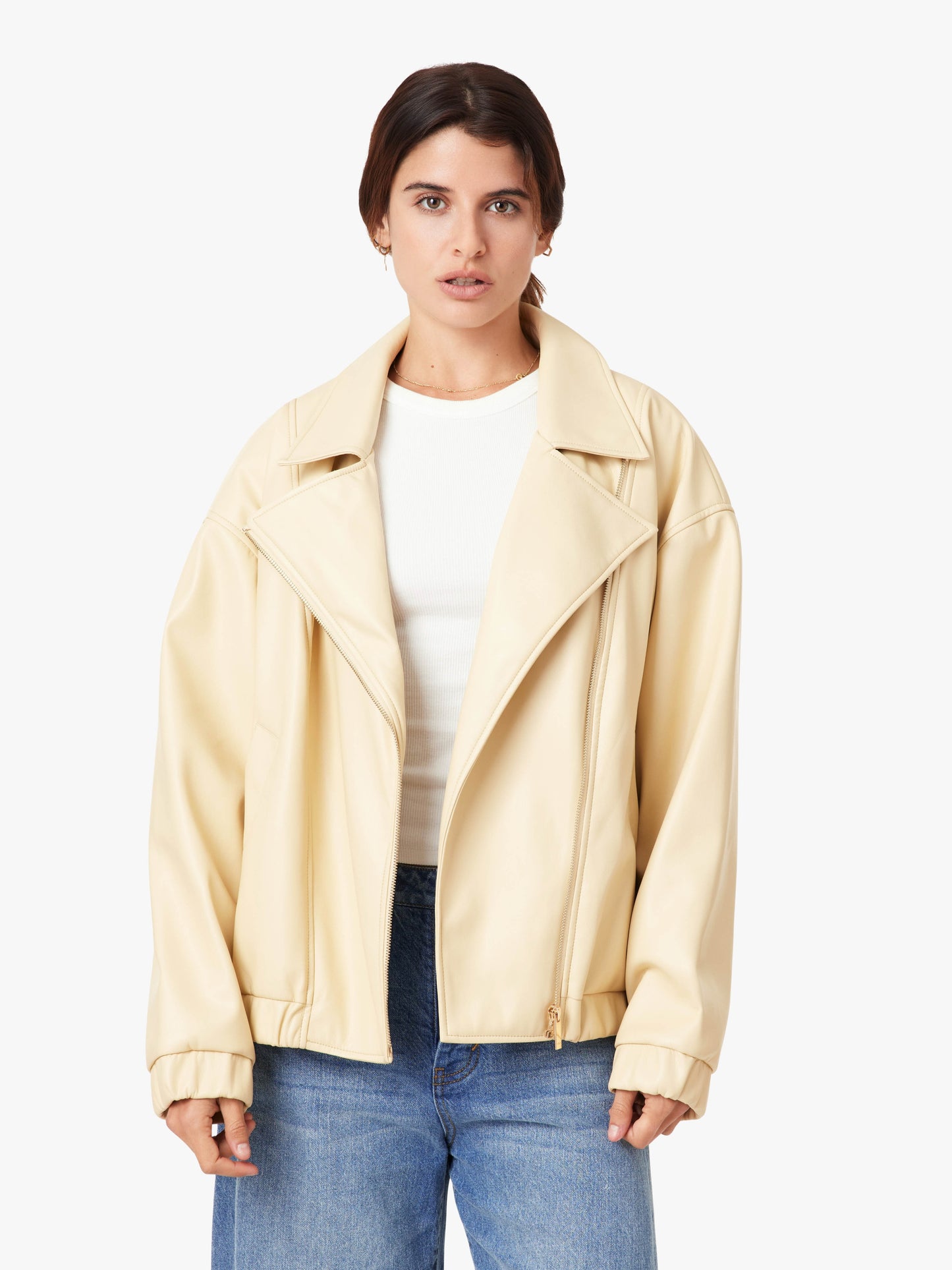 Oversize Faux Leather Moto Jacket