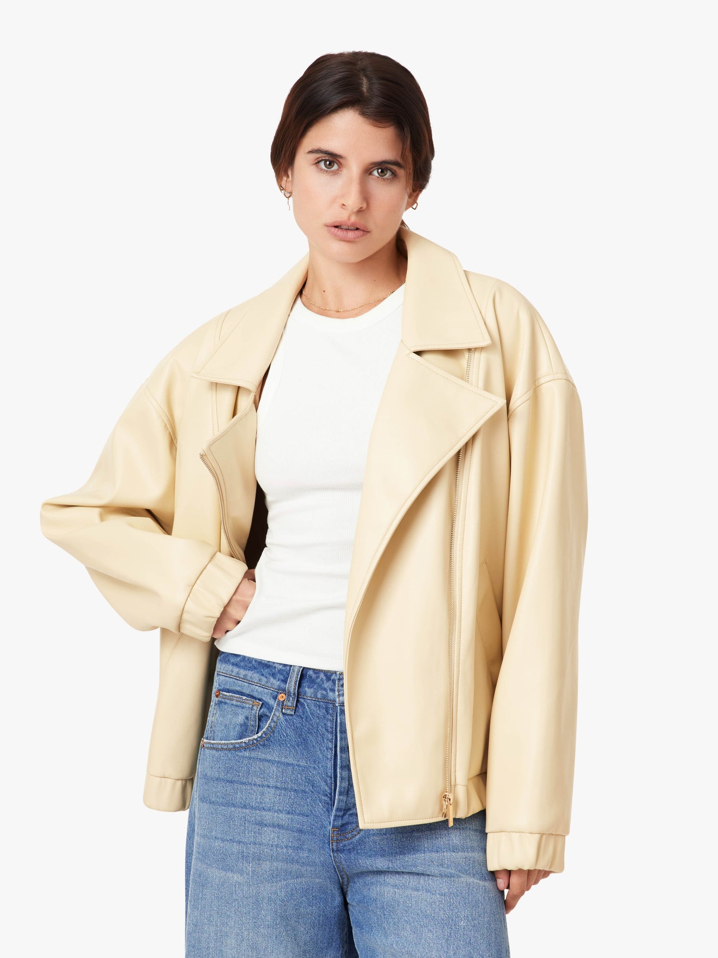 Oversize Faux Leather Moto Jacket