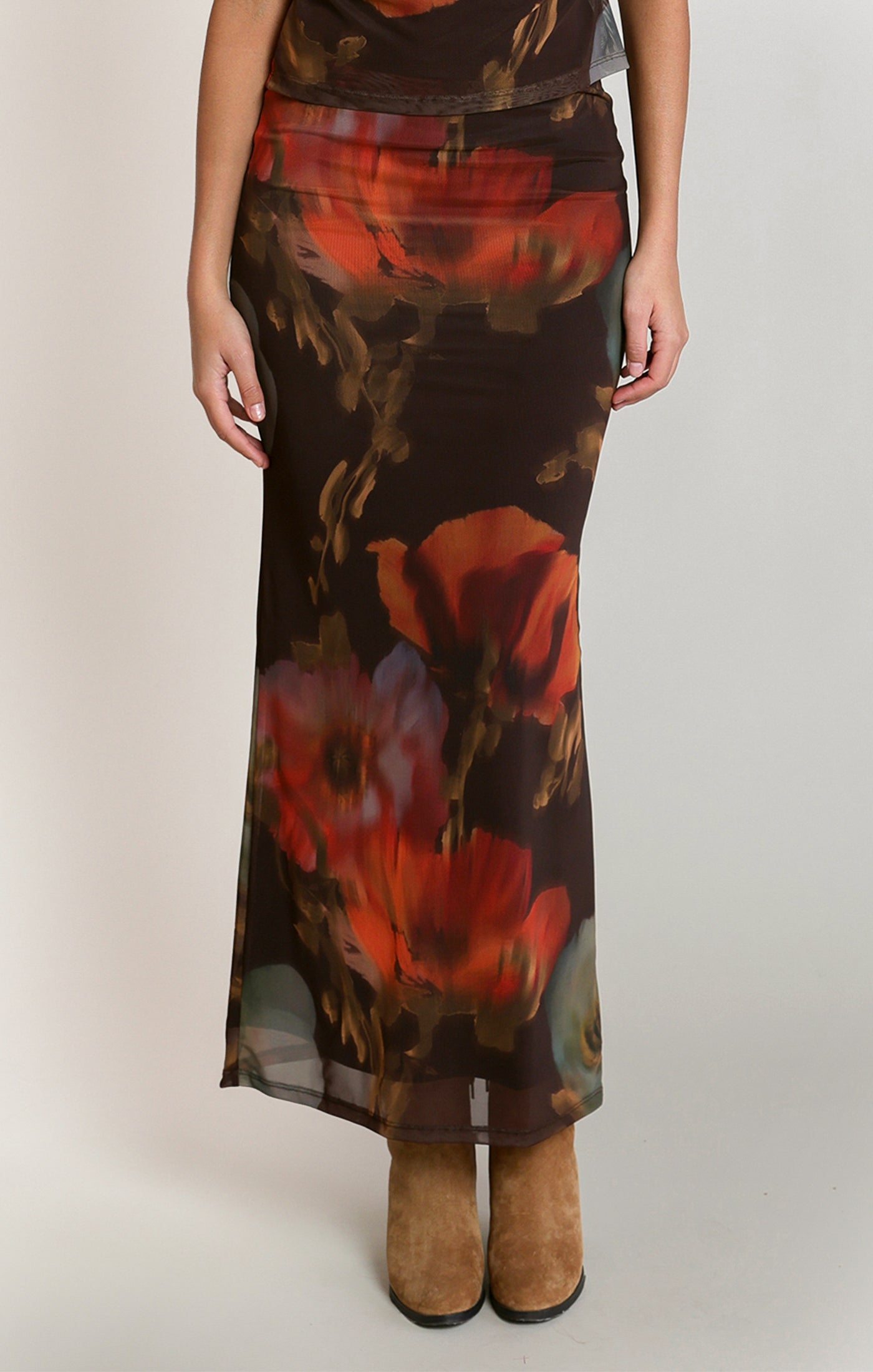 Falling Florals Mesh Skirt