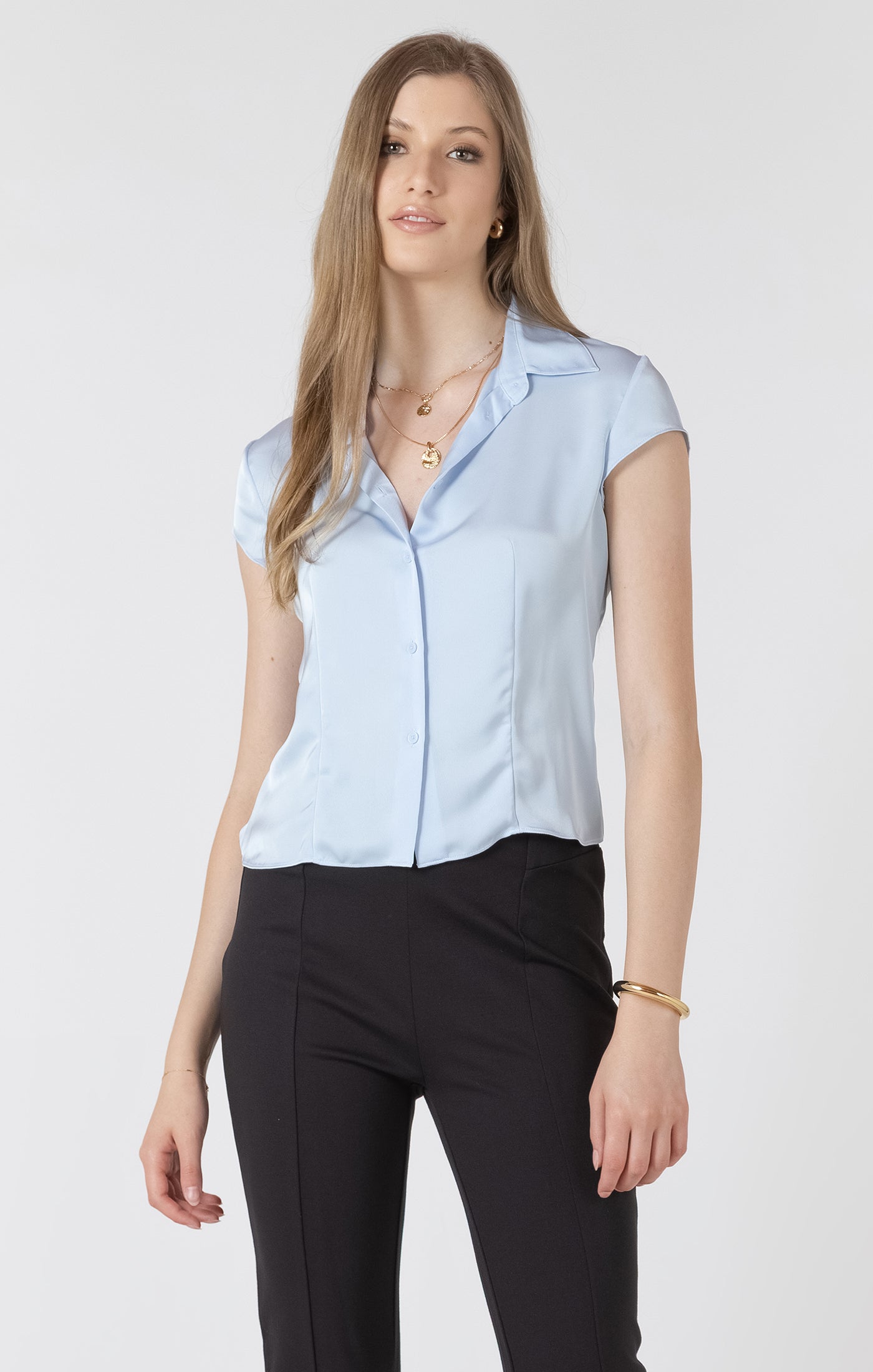 Blue Skies Satin Blouse