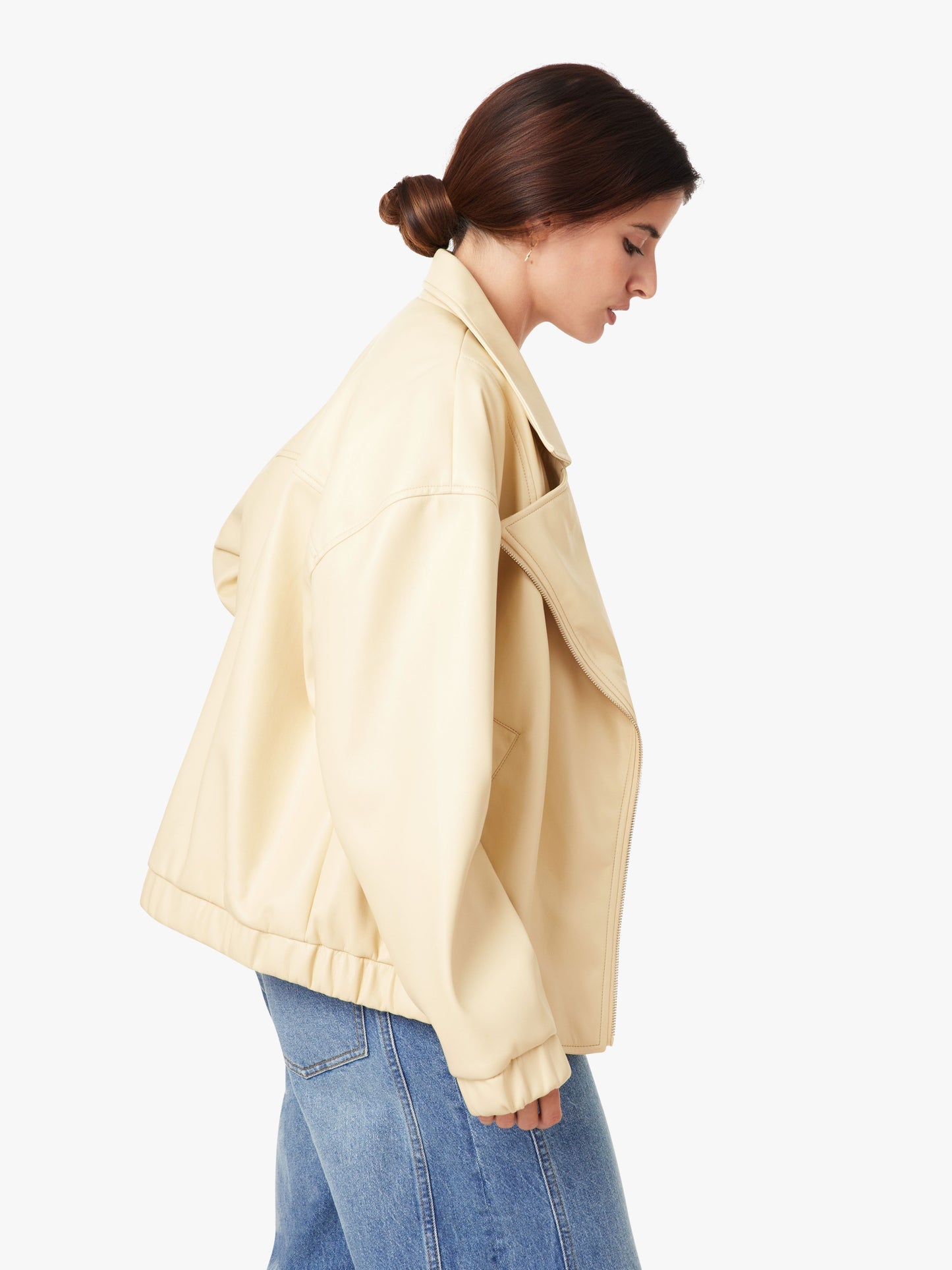 Oversize Faux Leather Moto Jacket