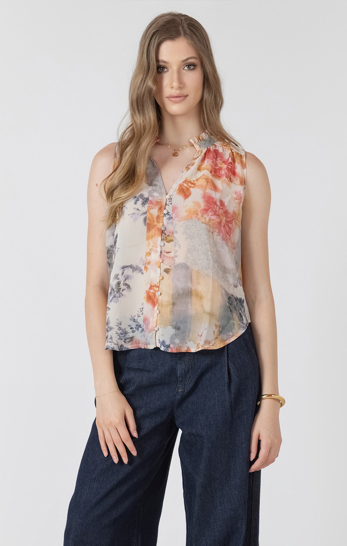 Spring Petals Sleeveless Blouse