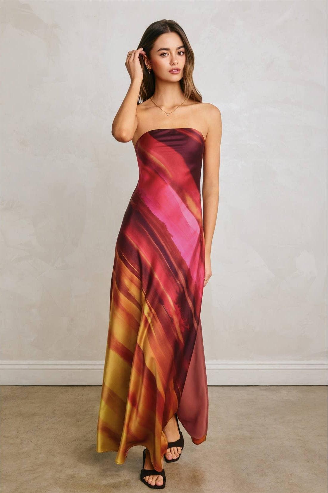 Watercolor Stripe Strapless Maxi Dress – Ferne Boutique
