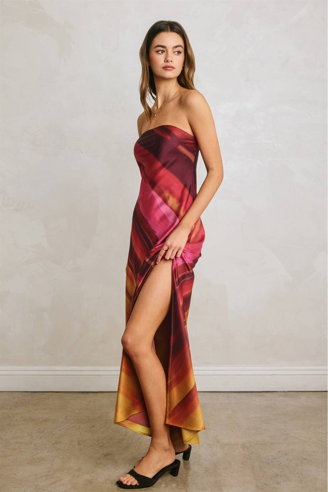 Watercolor Stripe Strapless Maxi Dress – Ferne Boutique