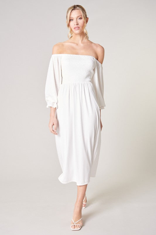 Load image into Gallery viewer, Denni Multi Way Smocked Midi Dress
