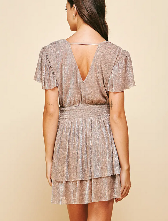 Load image into Gallery viewer, Angel Metallic Mini Dress

