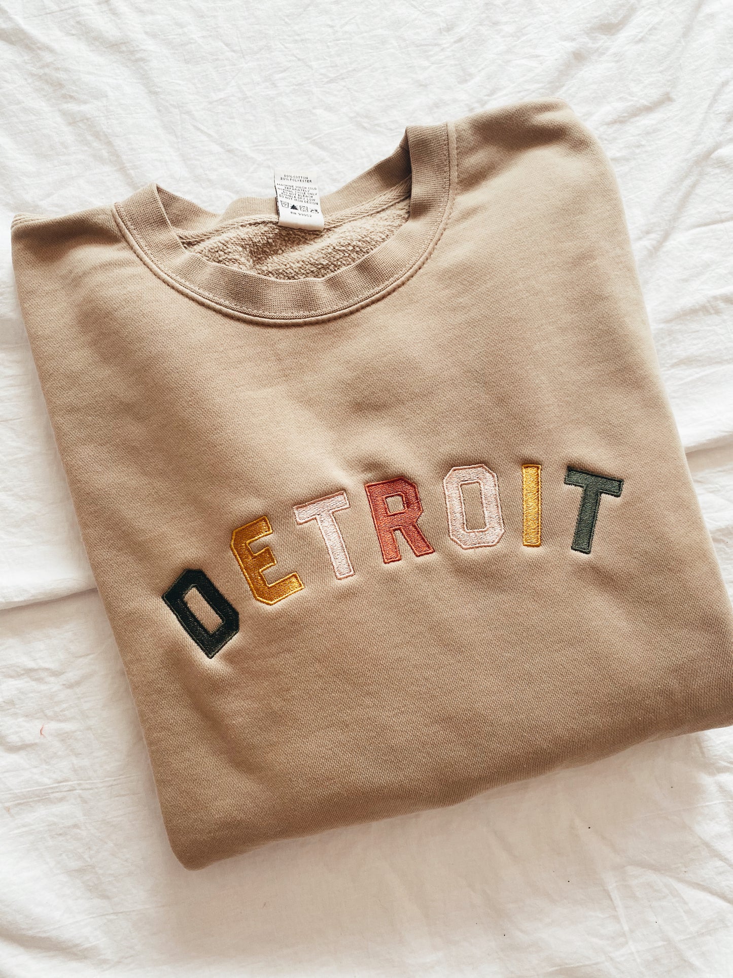 Multi-Color Detroit Embroidered Crewneck