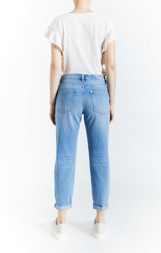 Knee Slit Boyfriend Jeans